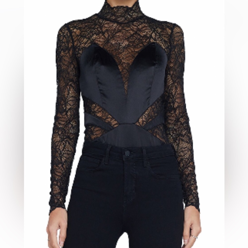 L Agence Black Lace Women Top -new with tags